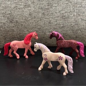 Set Of 3 Whimsical Playmobil Horses / Unicorns With Articulated Necks